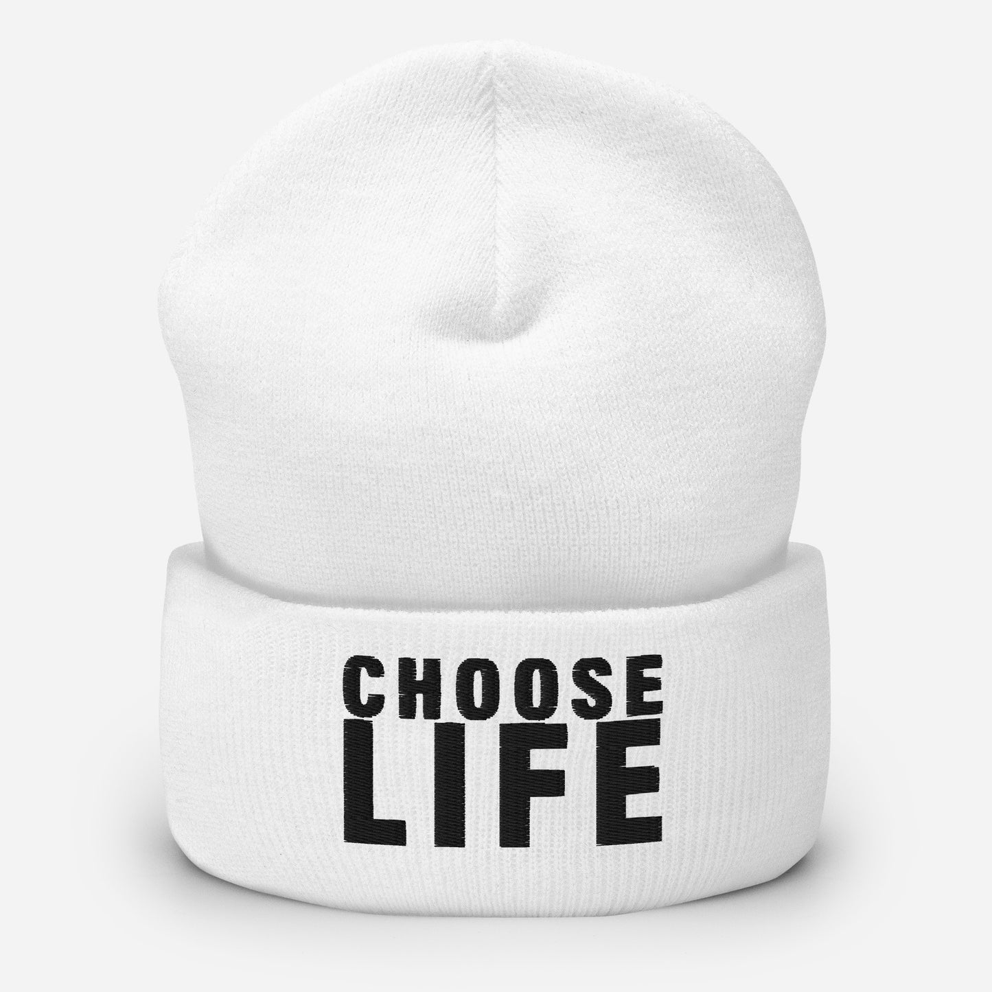 CHOOSE LIFE X FXCK GUNZ CUFFED BEANIE (BLACK EMBROIDERY)