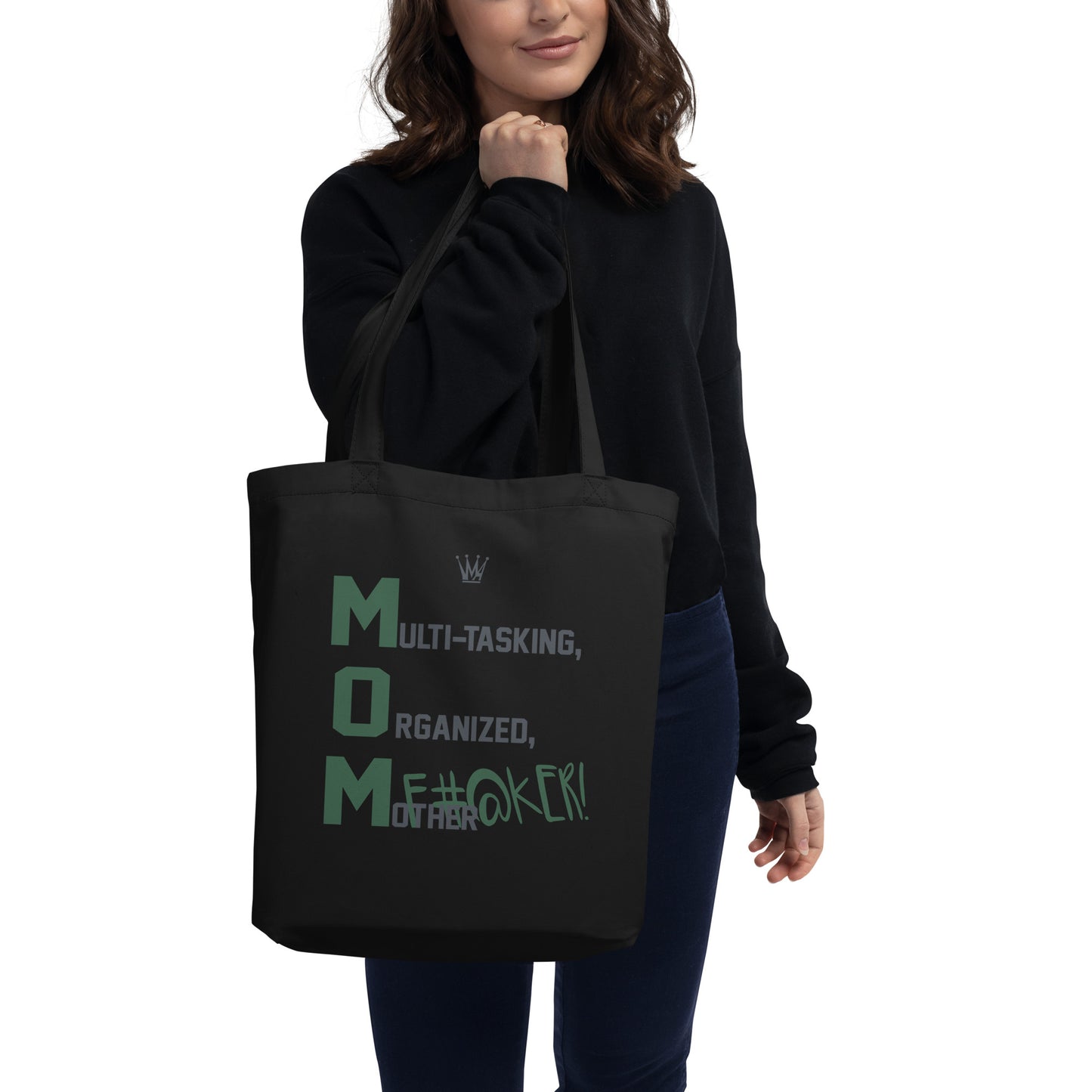 M.O.M. ECO TOTE BAG (GREEN + GREY)