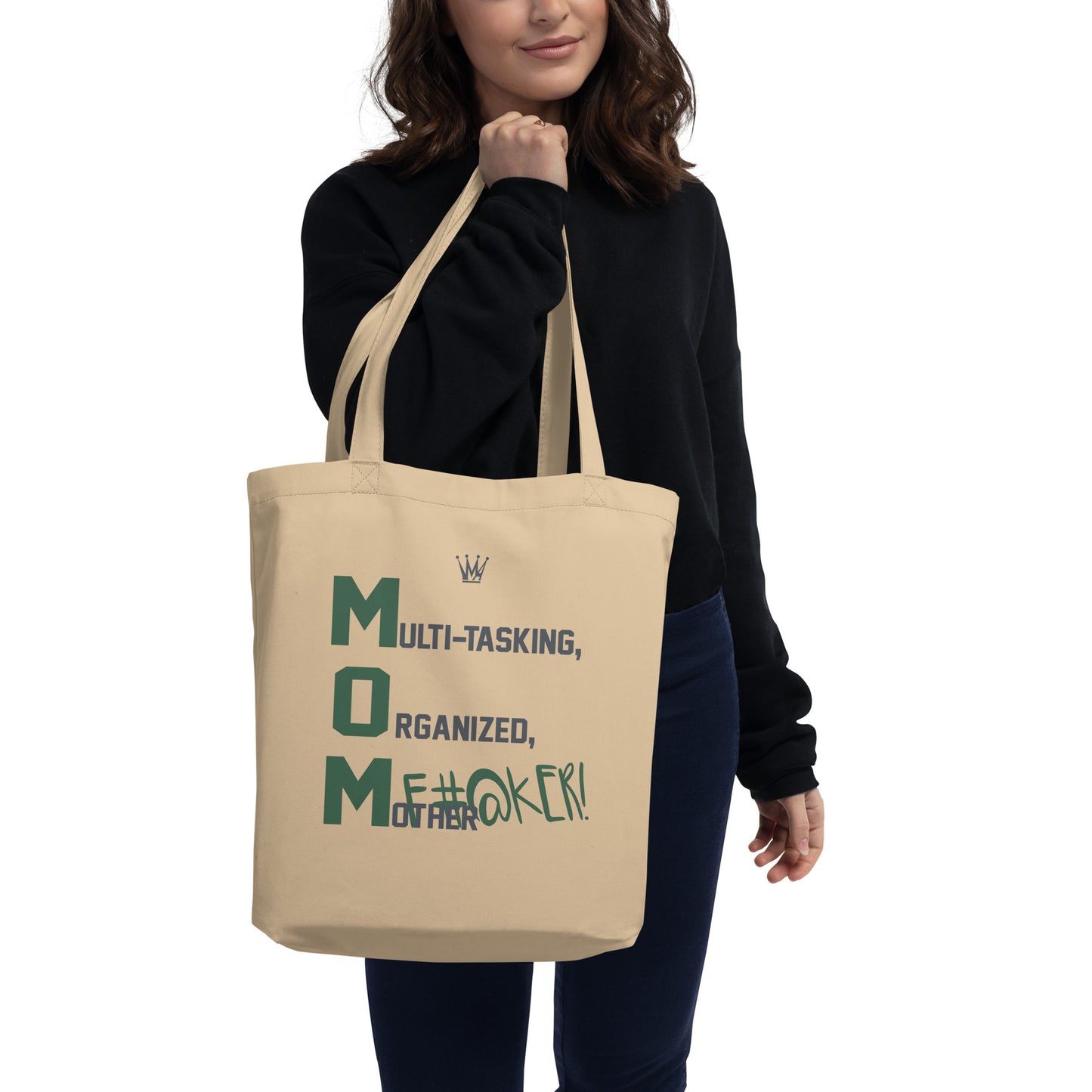 M.O.M. ECO TOTE BAG (GREEN + GREY)