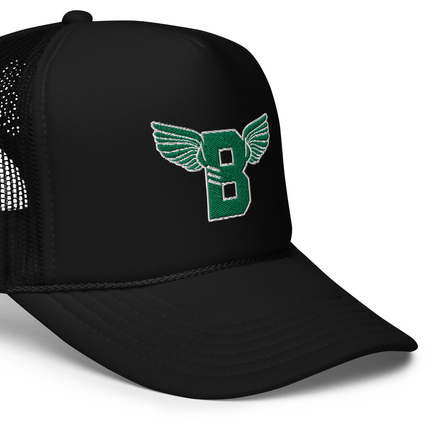 "B" IS FOR BROOKLYN - B-WING FOAM TRUCKER HAT (KELLY GREEN STITCH)