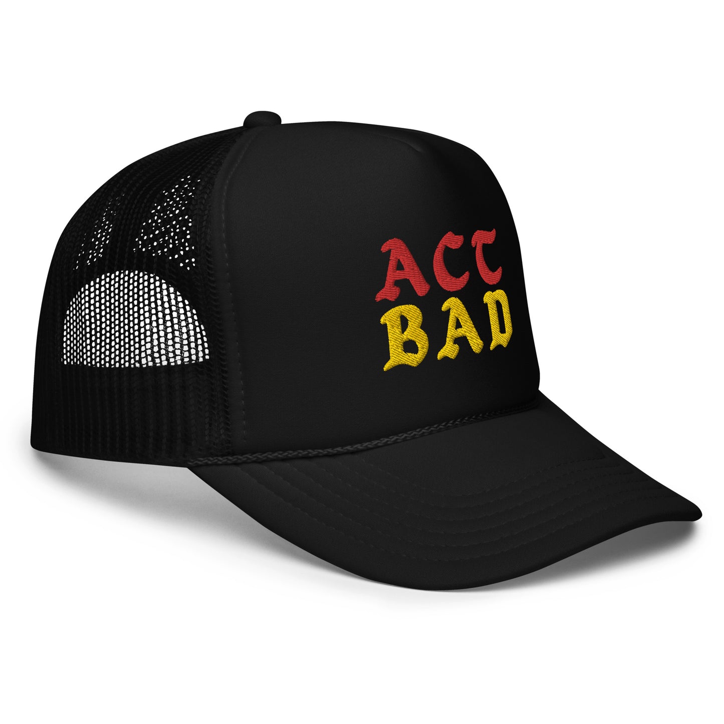 ACT BAD FOAM TRUCKER HAT (RED/GOLD STITCH)