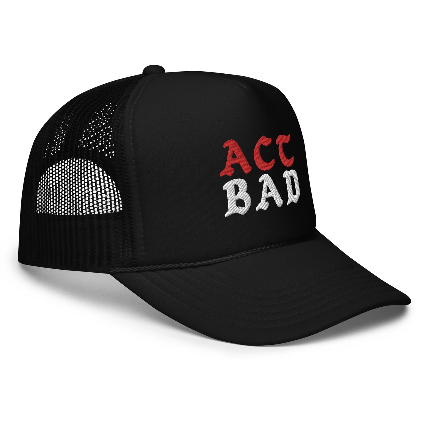 ACT BAD FOAM TRUCKER HAT (RED/WHITE STITCH)