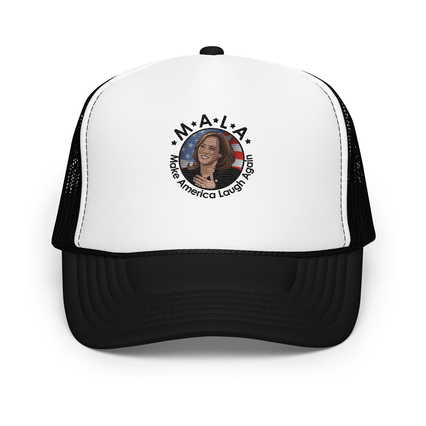 MALA: MAKE AMERICA LAUGH AGAIN COOKIE FOAM TRUCKER HAT (BLACK)