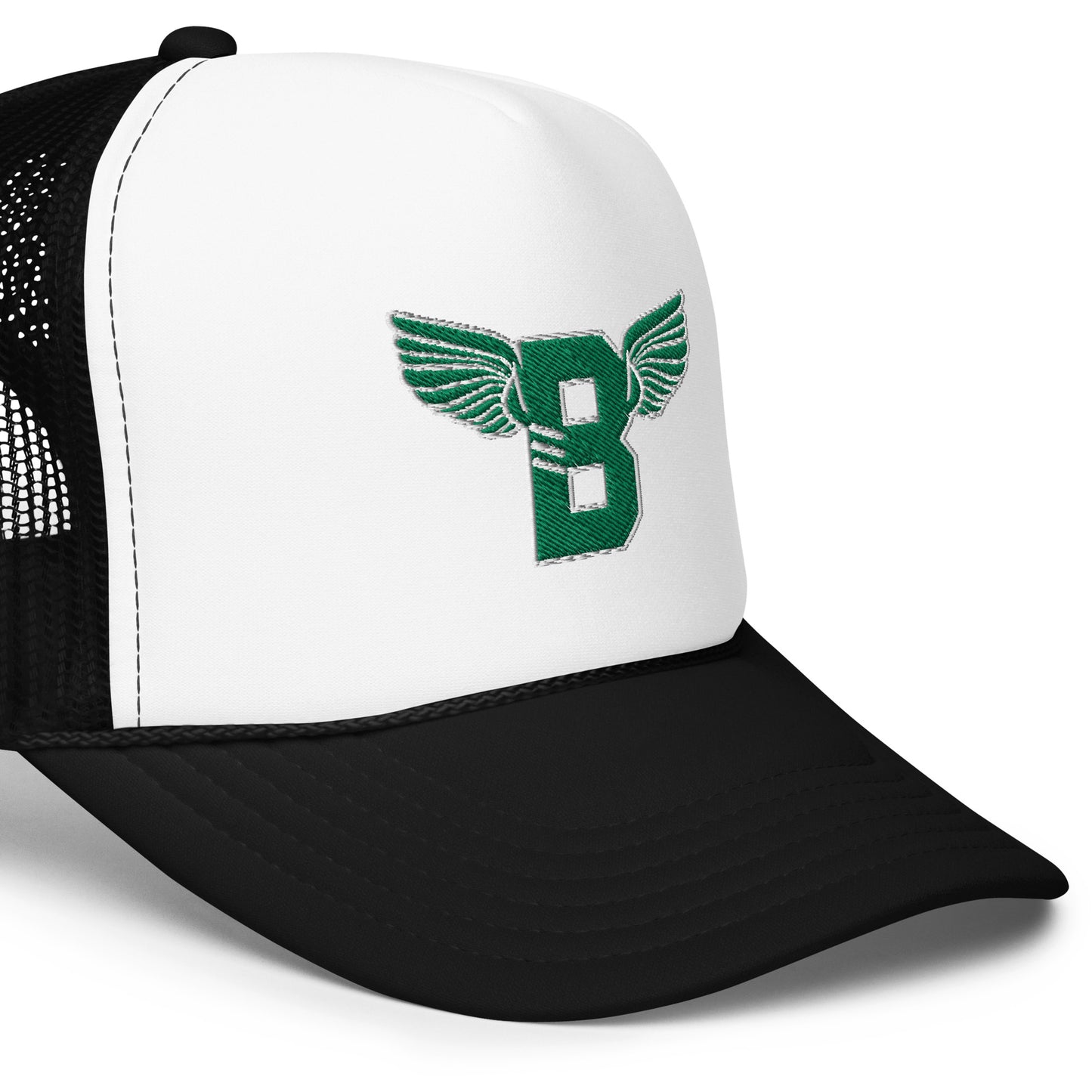 "B" IS FOR BROOKLYN - B-WING FOAM TRUCKER HAT (KELLY GREEN STITCH)