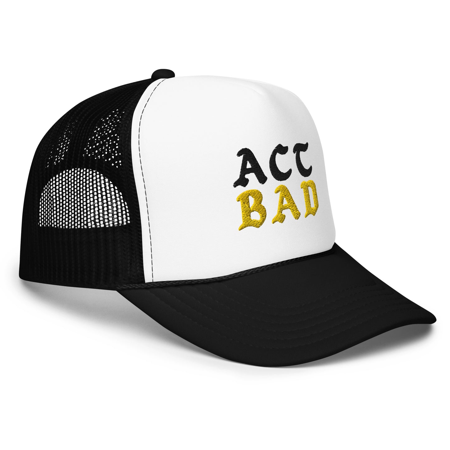 ACT BAD FOAM TRUCKER HAT (BLACK/GOLD STITCH)