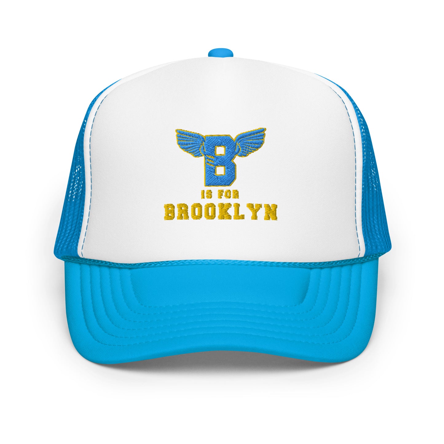 B-WING - B IS FOR BROOKLYN FOAM TRUCKER HAT(VIVID BLUE/GOLD STITCH)