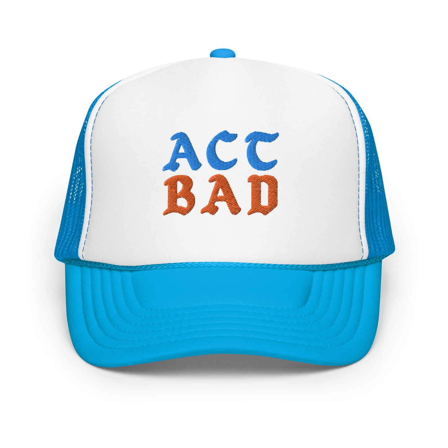 ACT BAD FOAM TRUCKER HAT (VIVID BLUE/ORANGE STITCH)