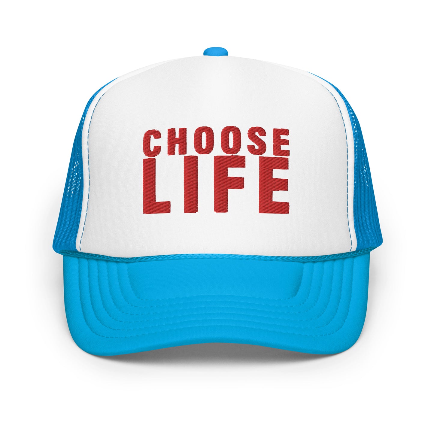 FXCK GUNZ...CHOOSE LIFE FOAM TRUCKER HAT (RED PRINT)