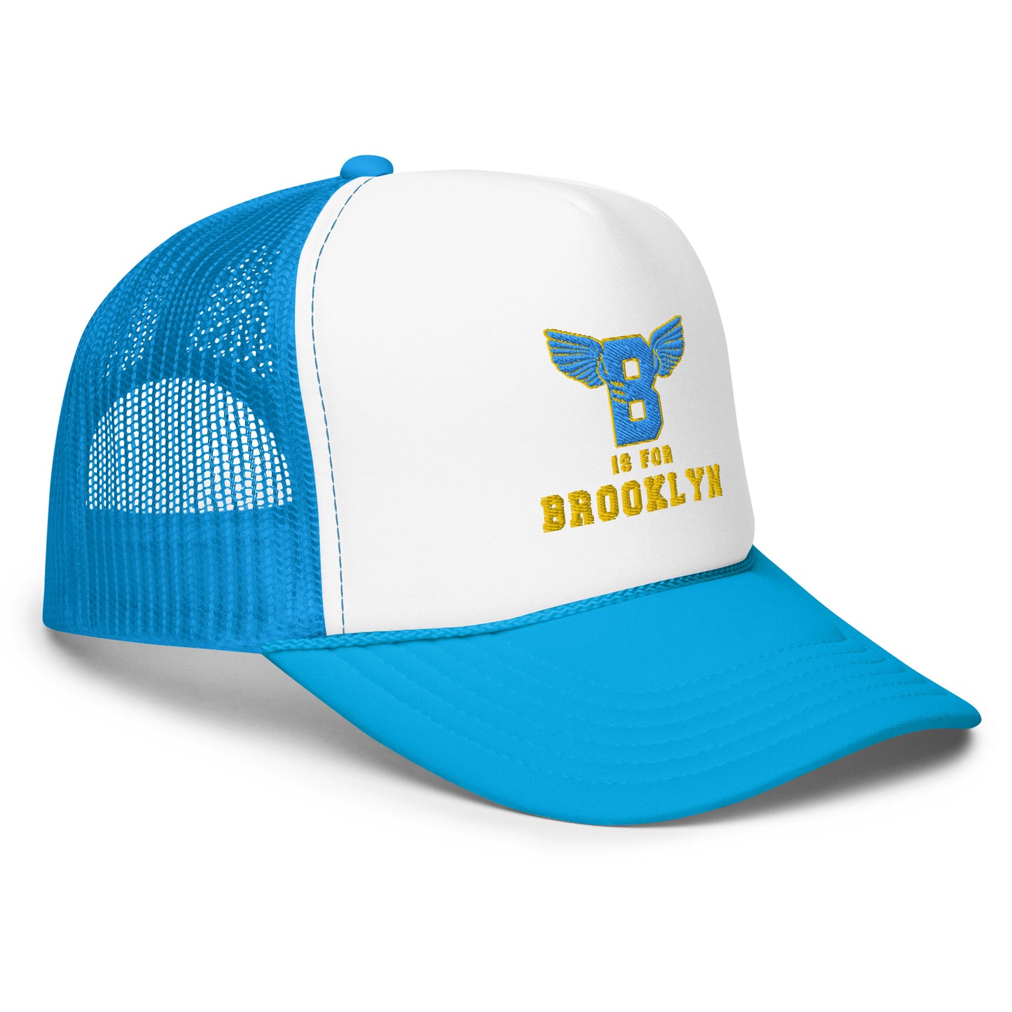 B-WING - B IS FOR BROOKLYN FOAM TRUCKER HAT(VIVID BLUE/GOLD STITCH)