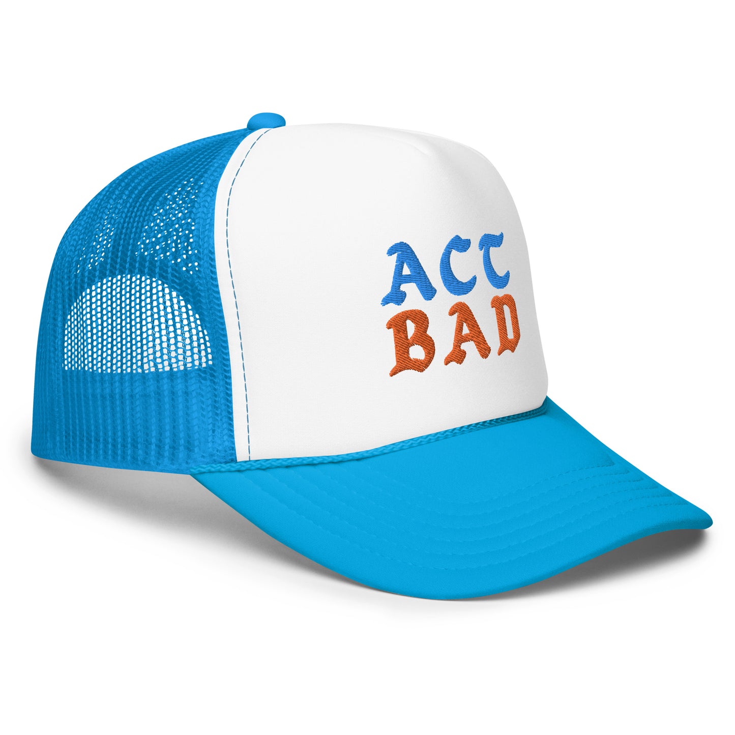 ACT BAD FOAM TRUCKER HAT (VIVID BLUE/ORANGE STITCH)