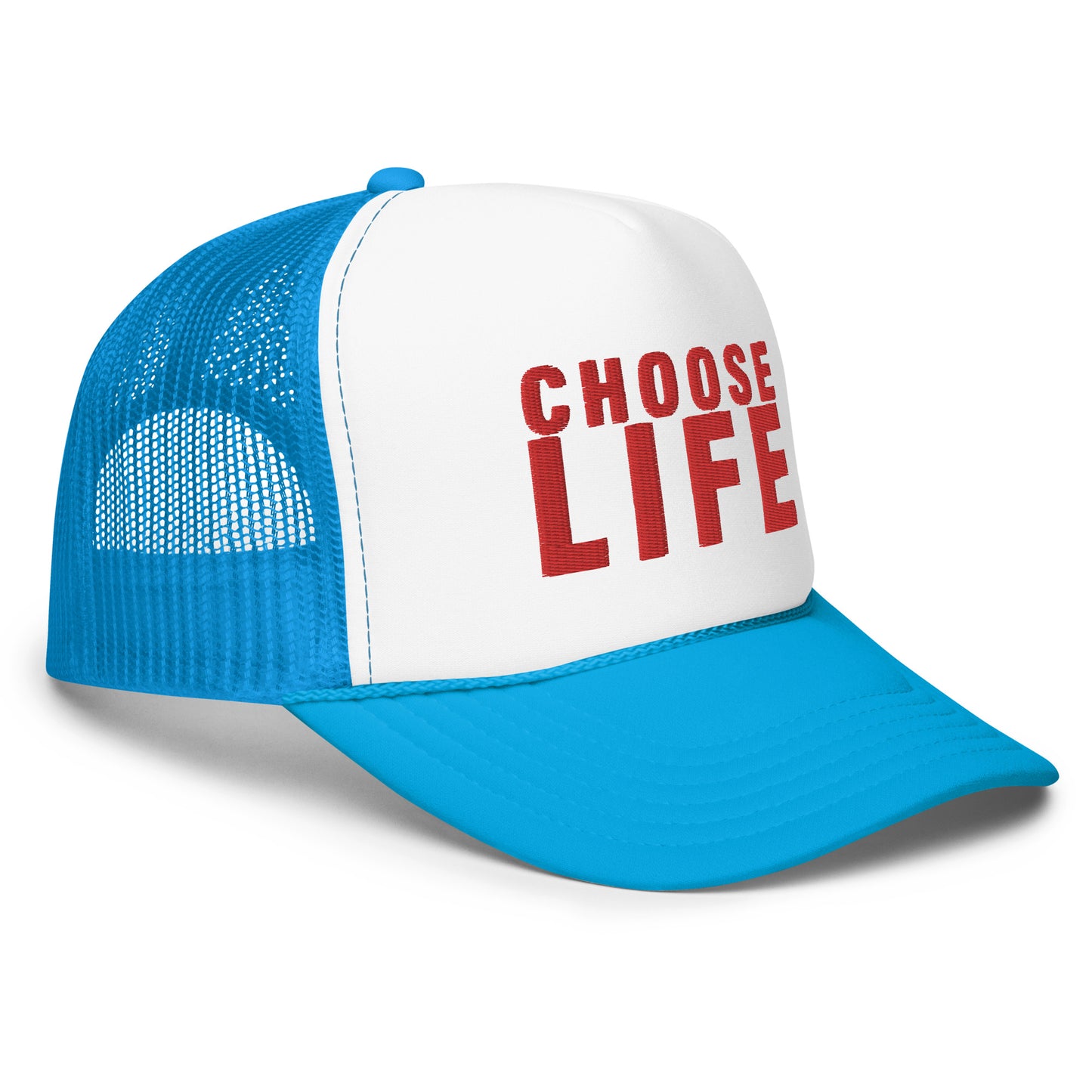 FXCK GUNZ...CHOOSE LIFE FOAM TRUCKER HAT (RED PRINT)