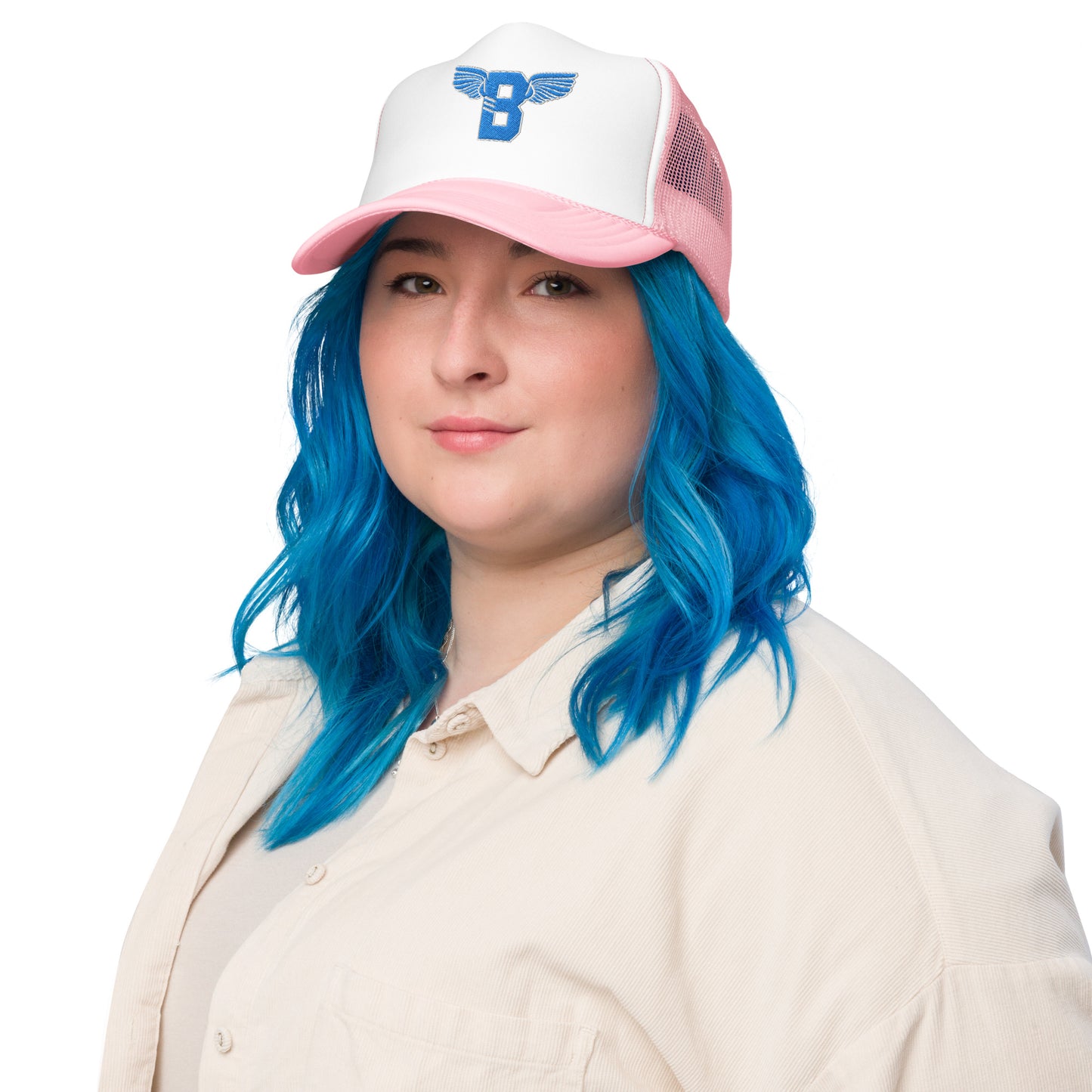 "B" IS FOR BROOKLYN - B-WING FOAM TRUCKER HAT (VIVID BLUE STITCH)