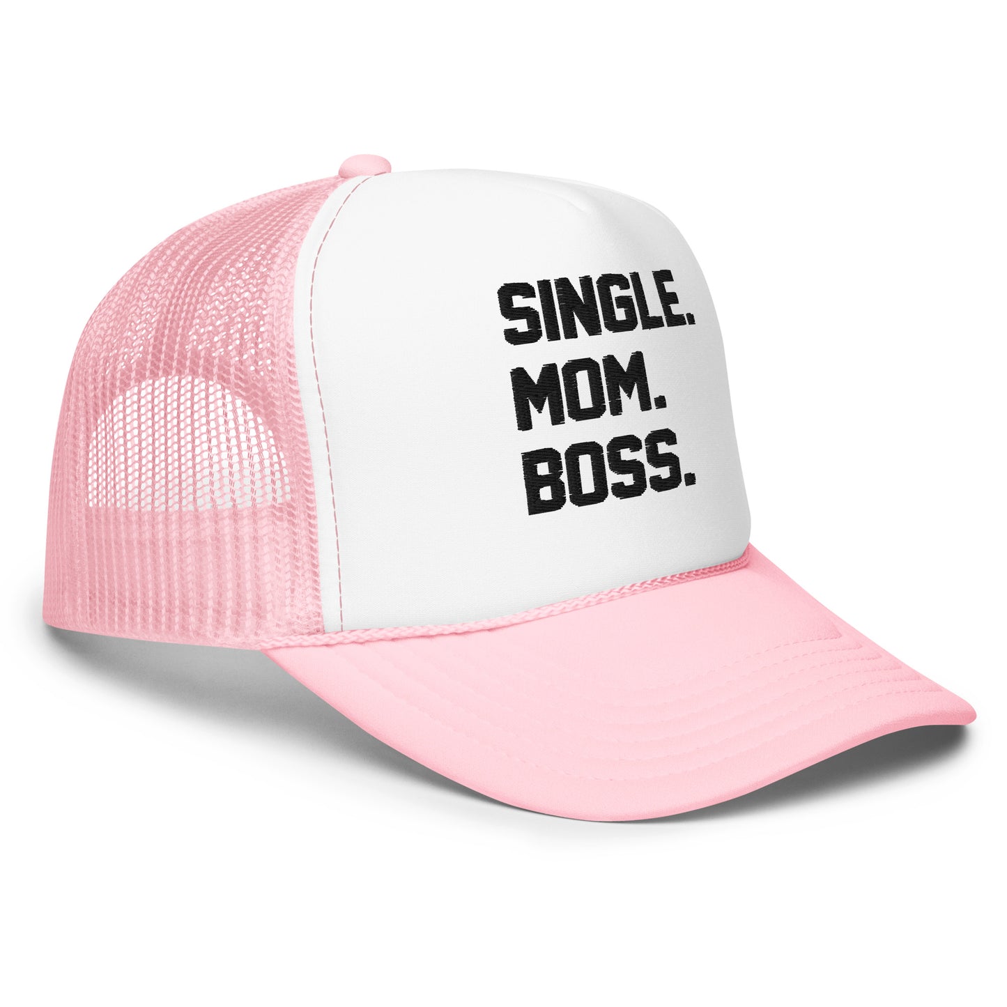 SINGLE. MOM. BOSS. FOAM TRUCKER HAT (BLACK)