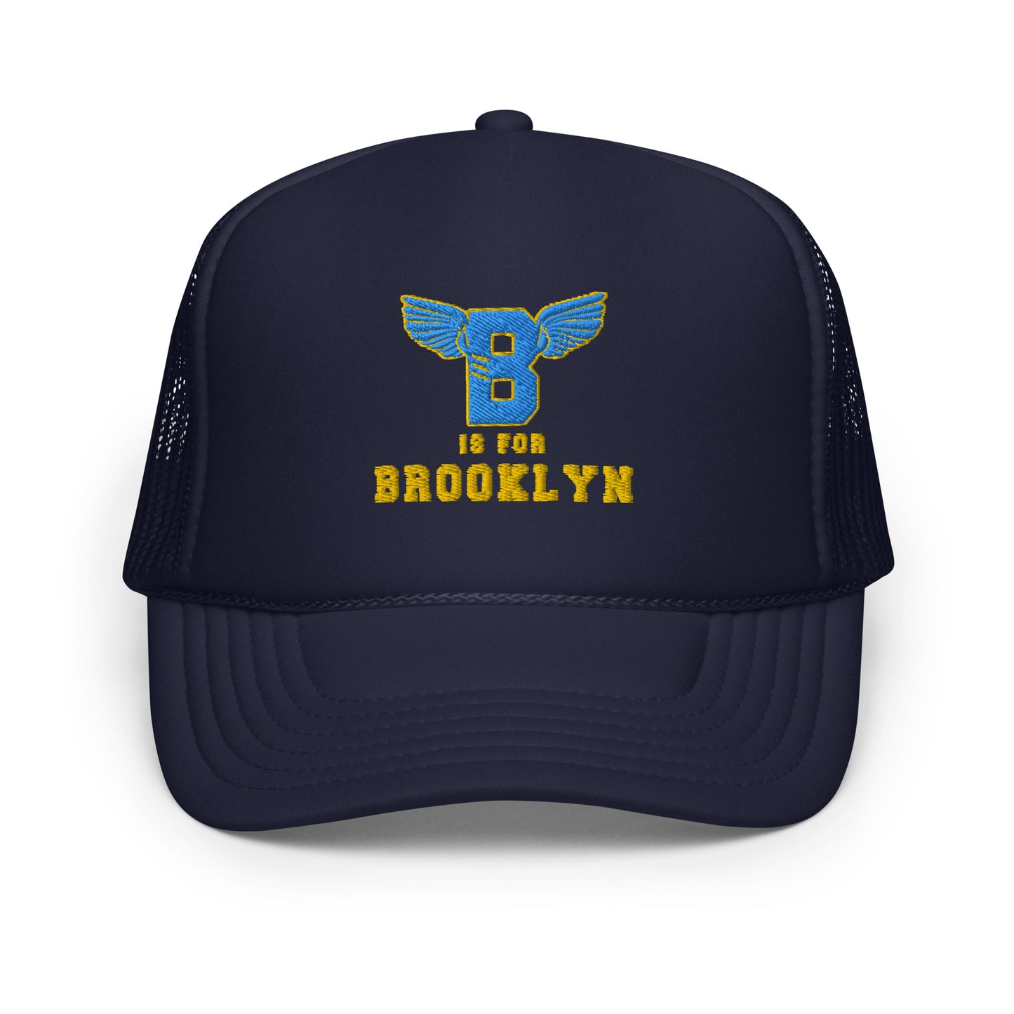 B-WING - B IS FOR BROOKLYN FOAM TRUCKER HAT(VIVID BLUE/GOLD STITCH)