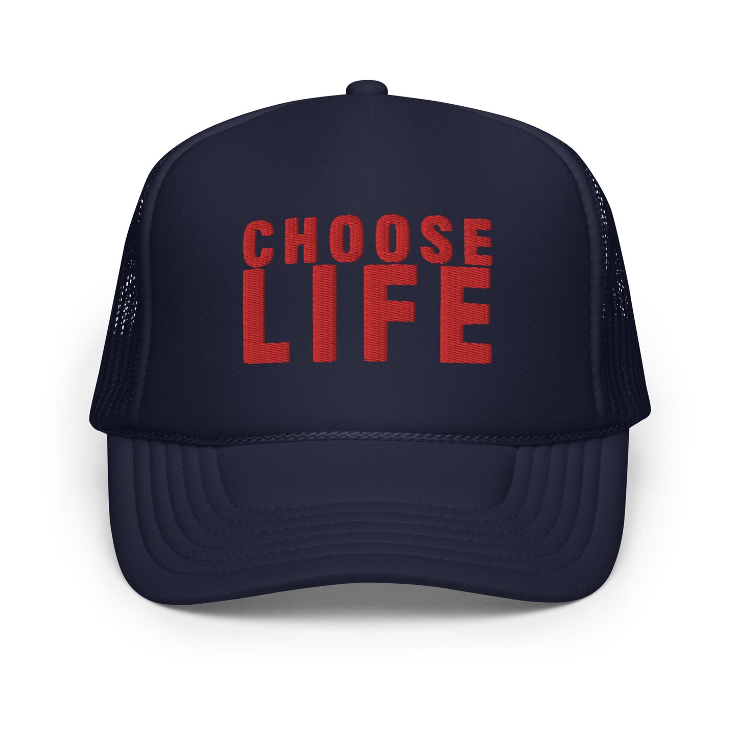 FXCK GUNZ...CHOOSE LIFE FOAM TRUCKER HAT (RED PRINT)