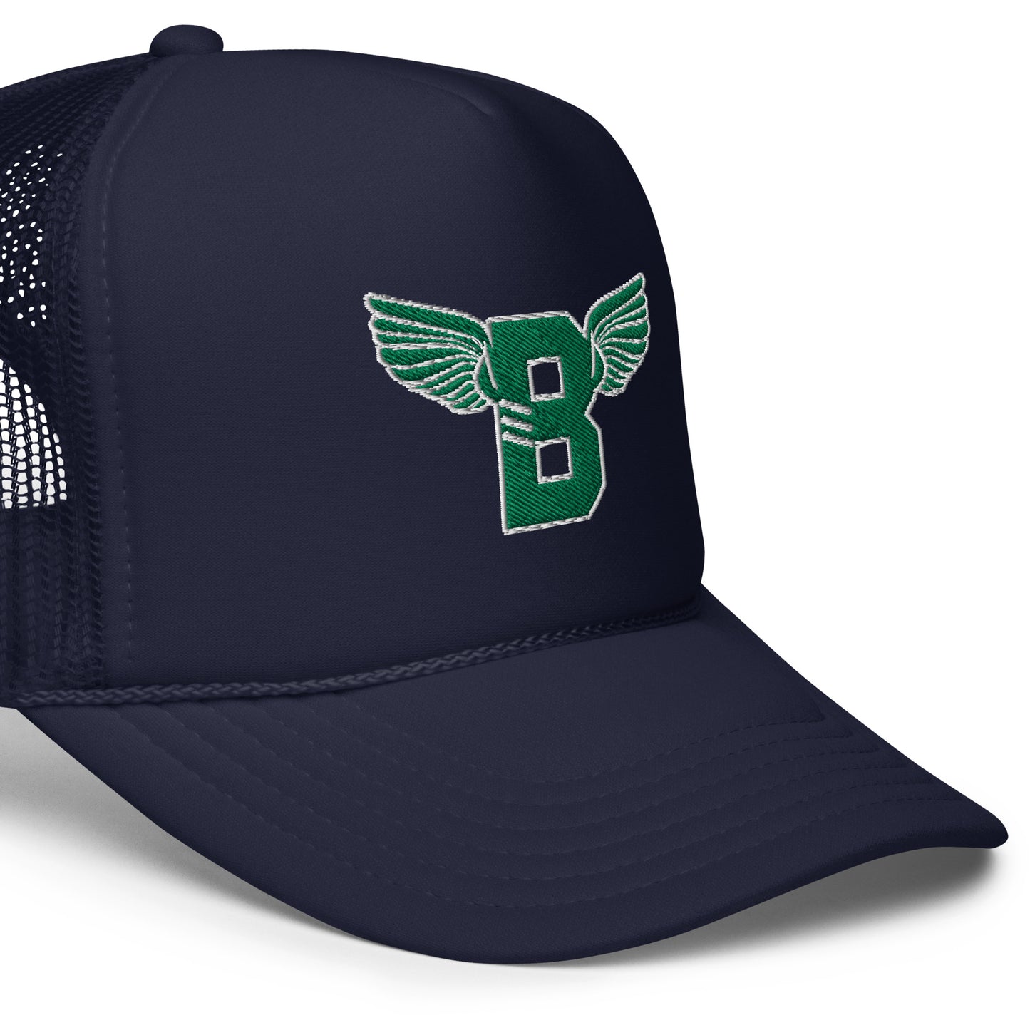 "B" IS FOR BROOKLYN - B-WING FOAM TRUCKER HAT (KELLY GREEN STITCH)