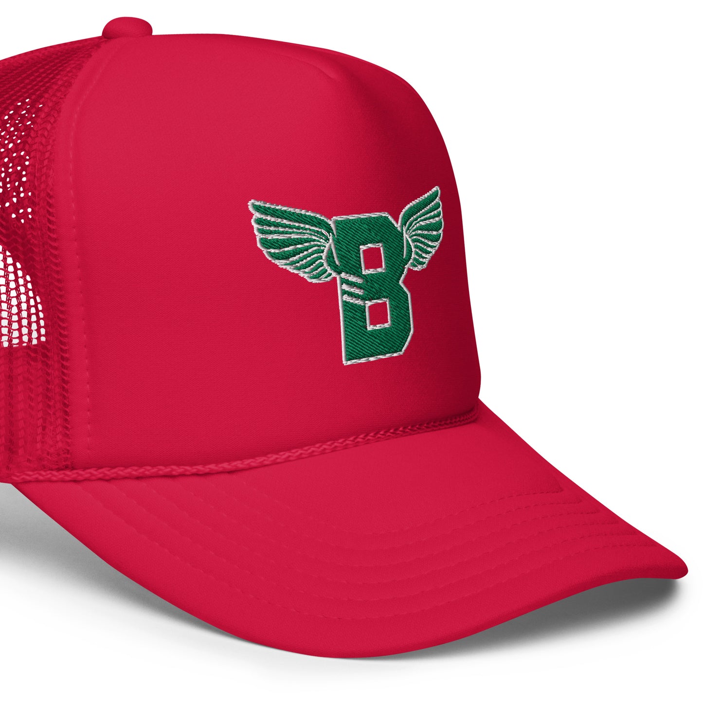 "B" IS FOR BROOKLYN - B-WING FOAM TRUCKER HAT (KELLY GREEN STITCH)