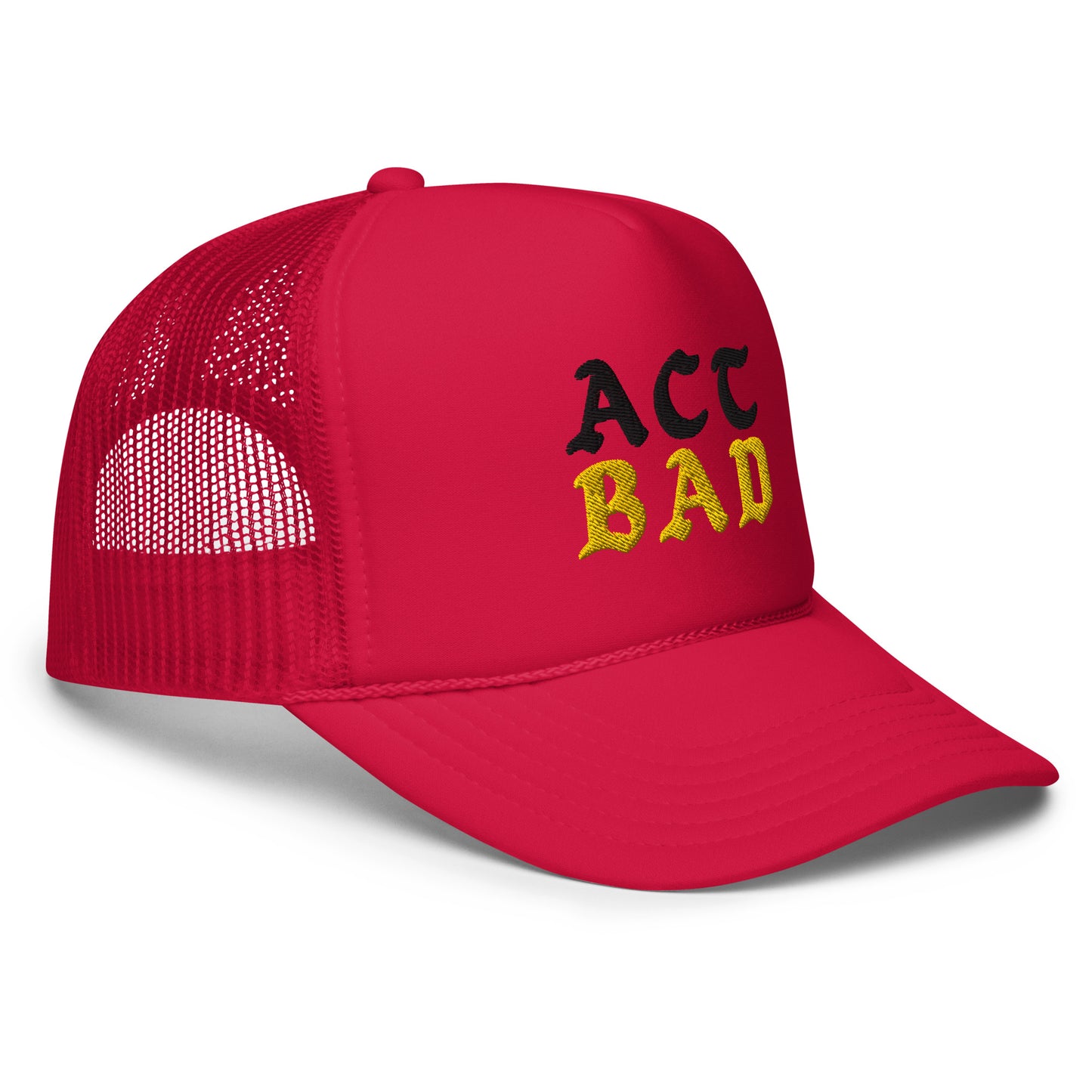 ACT BAD FOAM TRUCKER HAT (BLACK/GOLD STITCH)