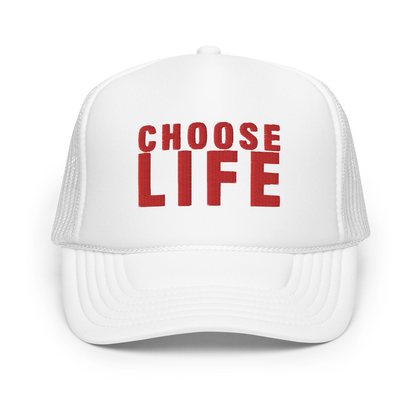 FXCK GUNZ...CHOOSE LIFE FOAM TRUCKER HAT (RED PRINT)