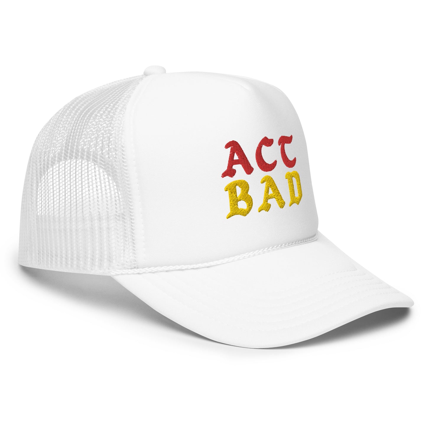 ACT BAD FOAM TRUCKER HAT (RED/GOLD STITCH)