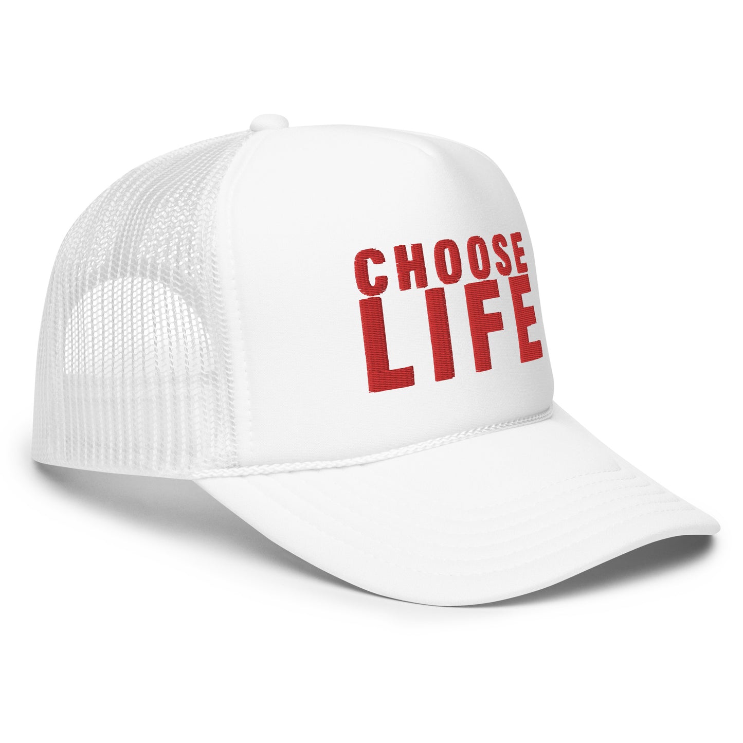 FXCK GUNZ...CHOOSE LIFE FOAM TRUCKER HAT (RED PRINT)