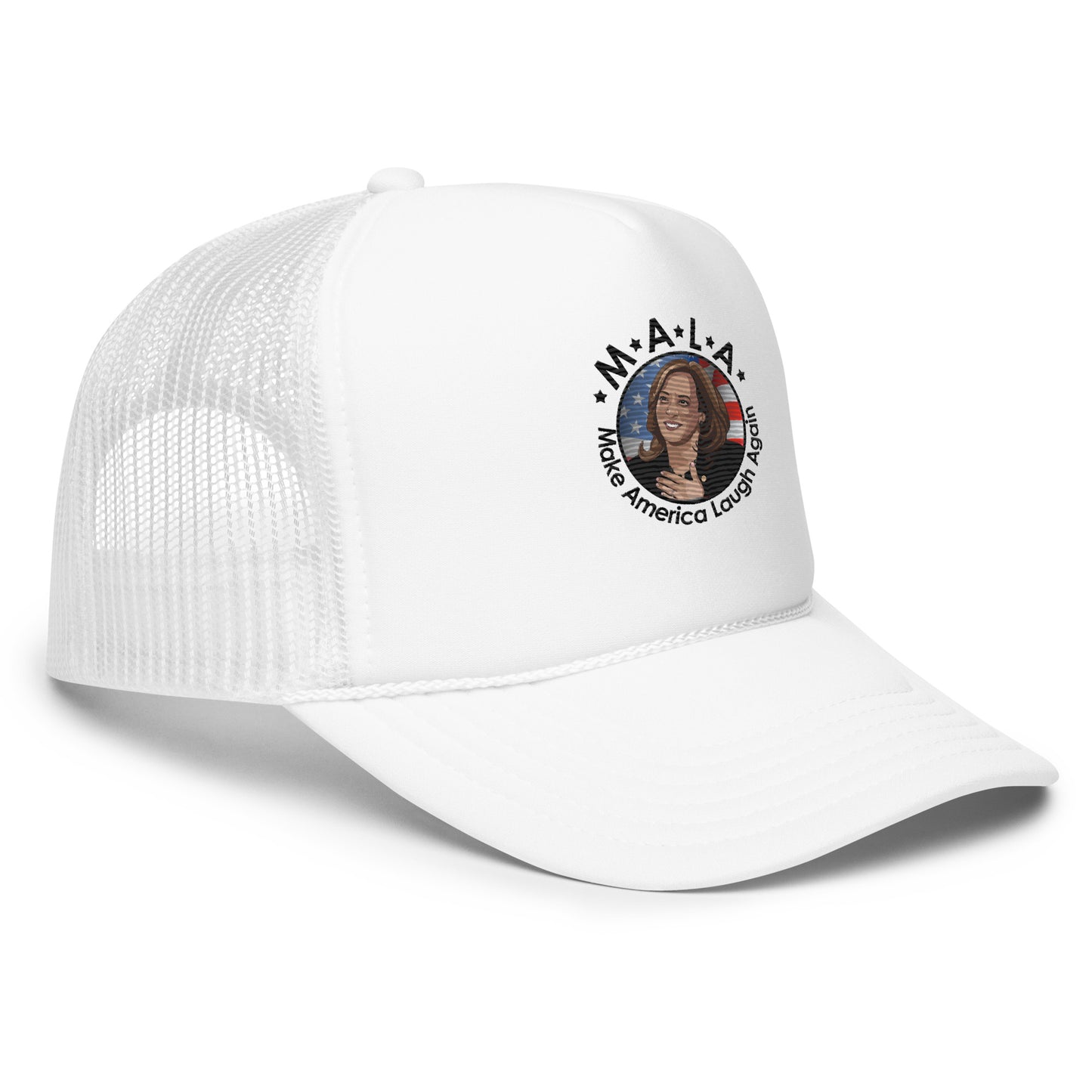 MALA: MAKE AMERICA LAUGH AGAIN COOKIE FOAM TRUCKER HAT (BLACK)