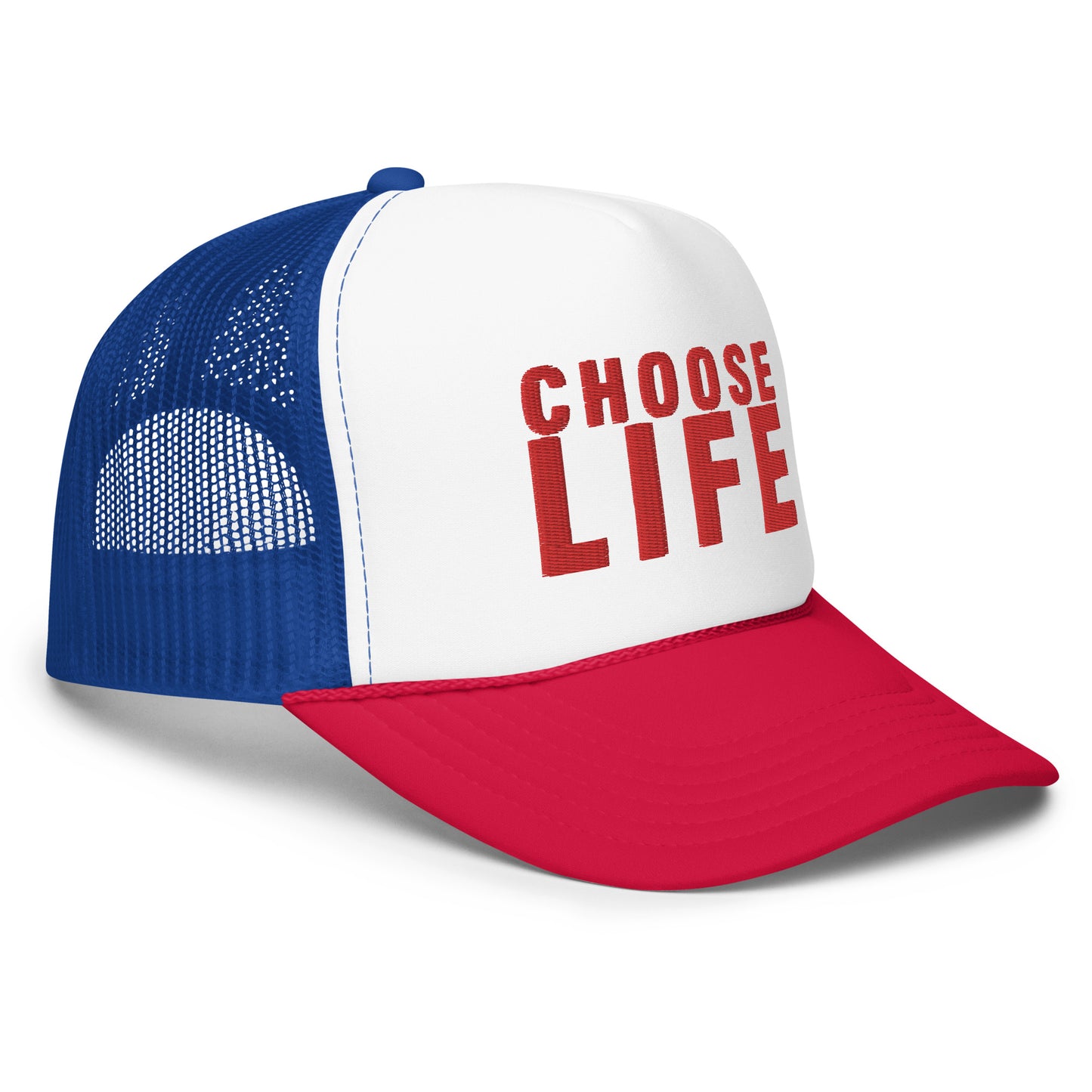 FXCK GUNZ...CHOOSE LIFE FOAM TRUCKER HAT (RED PRINT)