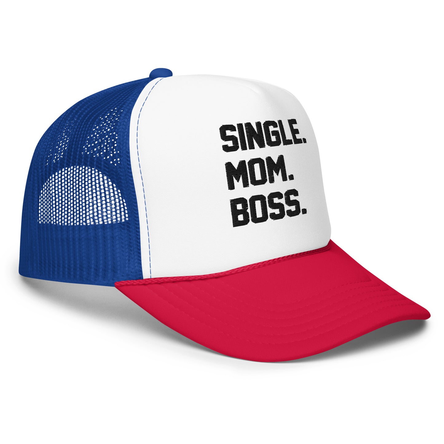 SINGLE. MOM. BOSS. FOAM TRUCKER HAT (BLACK)