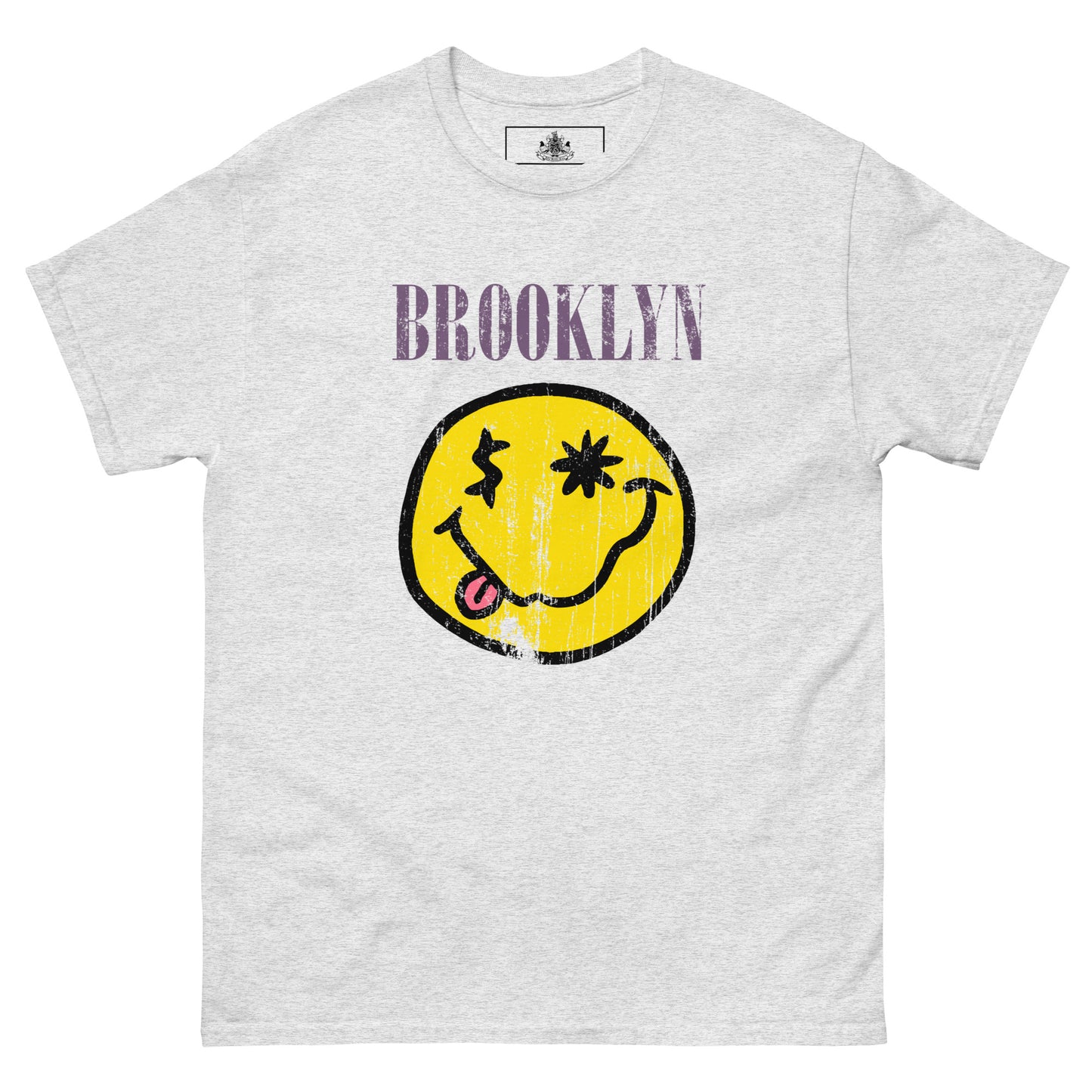 BK ROX - DISTRESSED BROOKLYN "SMILEY" FACE MENS CLASSIC TEE