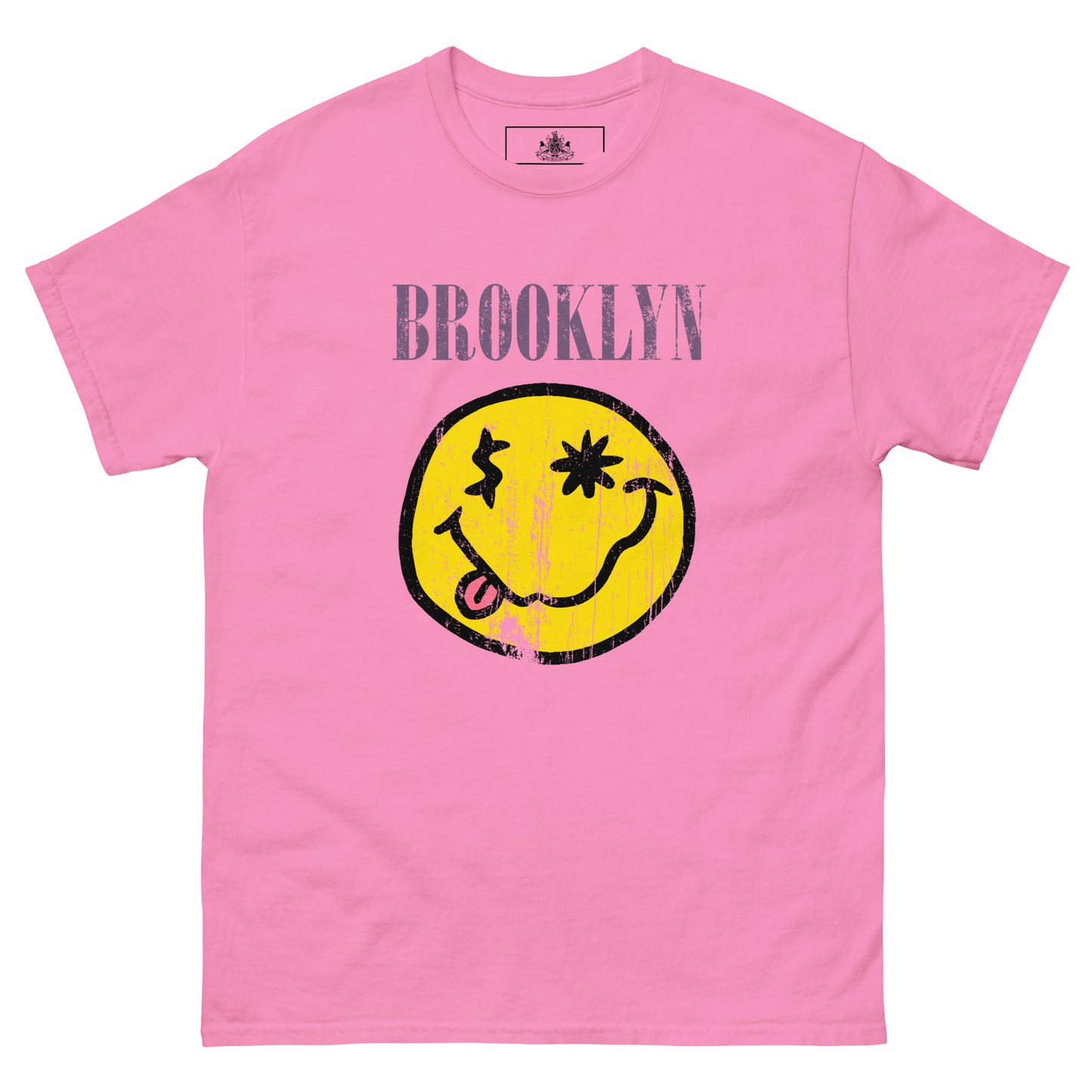 BK ROX - DISTRESSED BROOKLYN "SMILEY" FACE MENS CLASSIC TEE