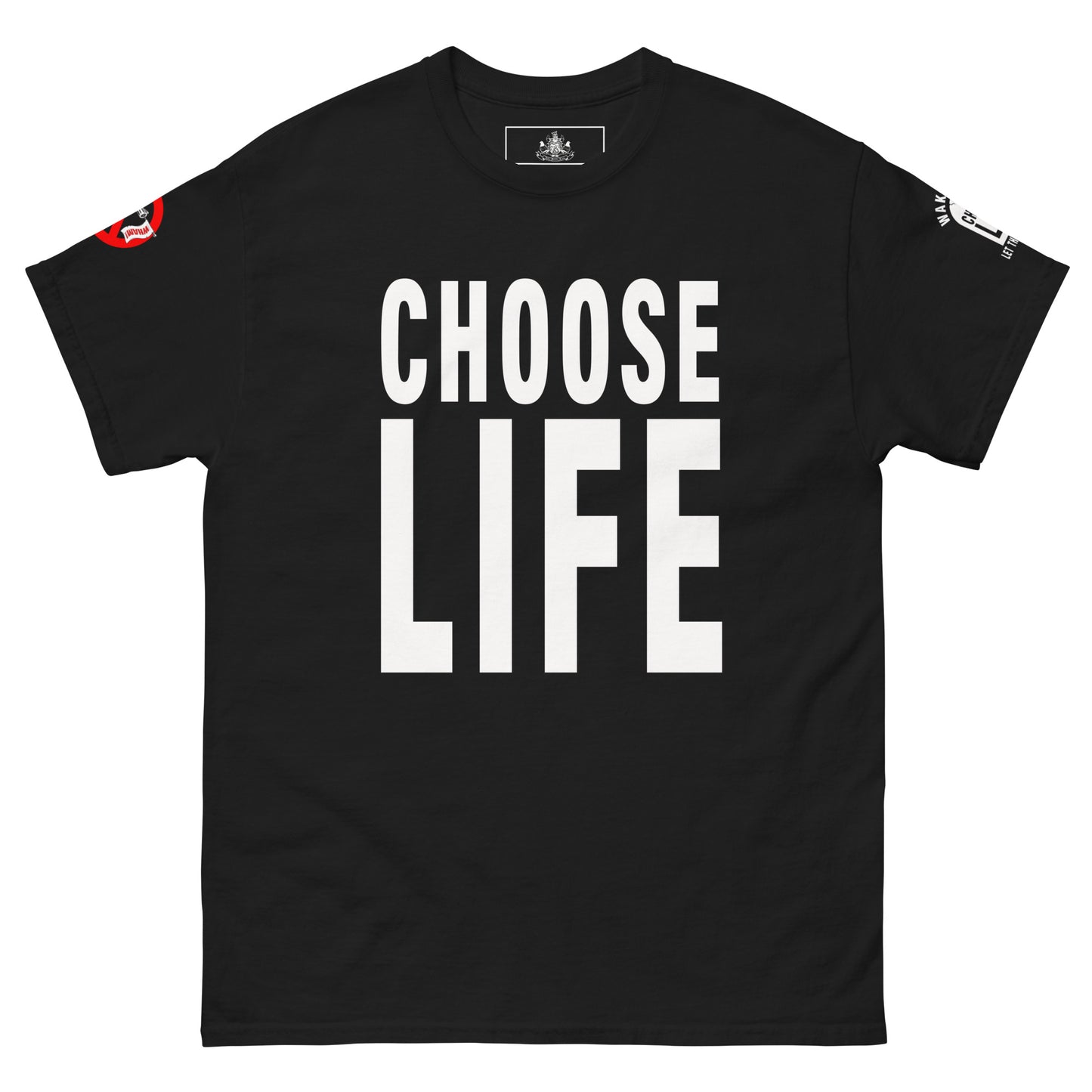 FXCK GUNZ...CHOOSE LIFE MENS CLASSIC TEE (WHITE PRINT)