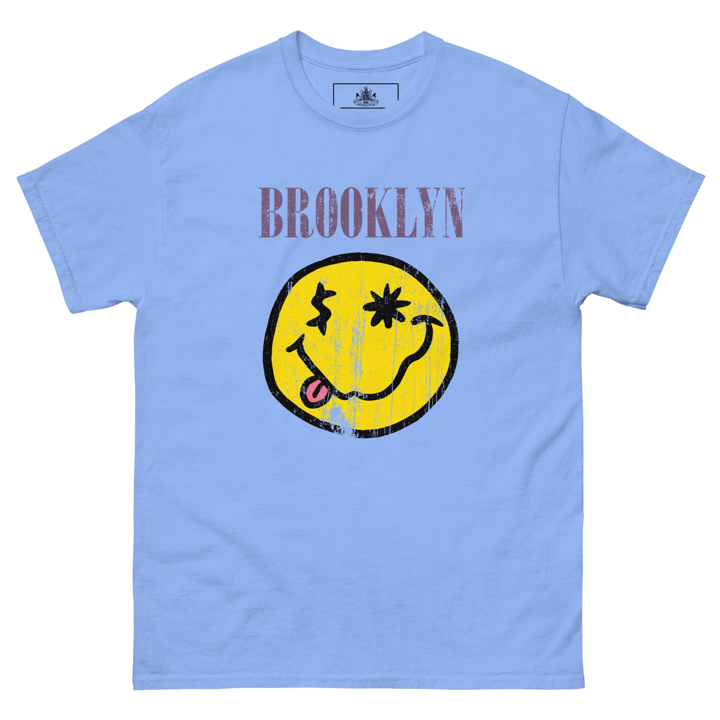 BK ROX - DISTRESSED BROOKLYN "SMILEY" FACE MENS CLASSIC TEE