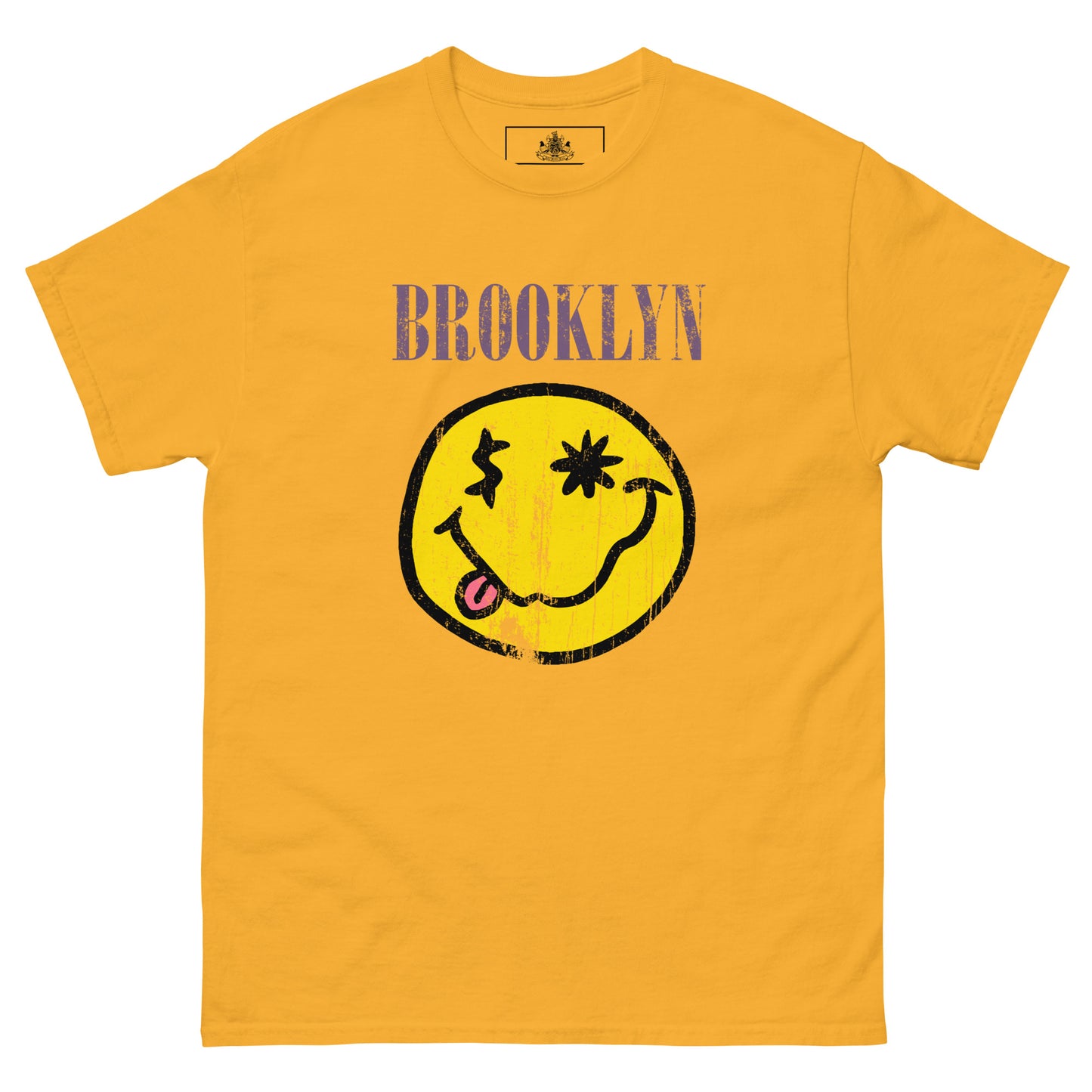 BK ROX - DISTRESSED BROOKLYN "SMILEY" FACE MENS CLASSIC TEE