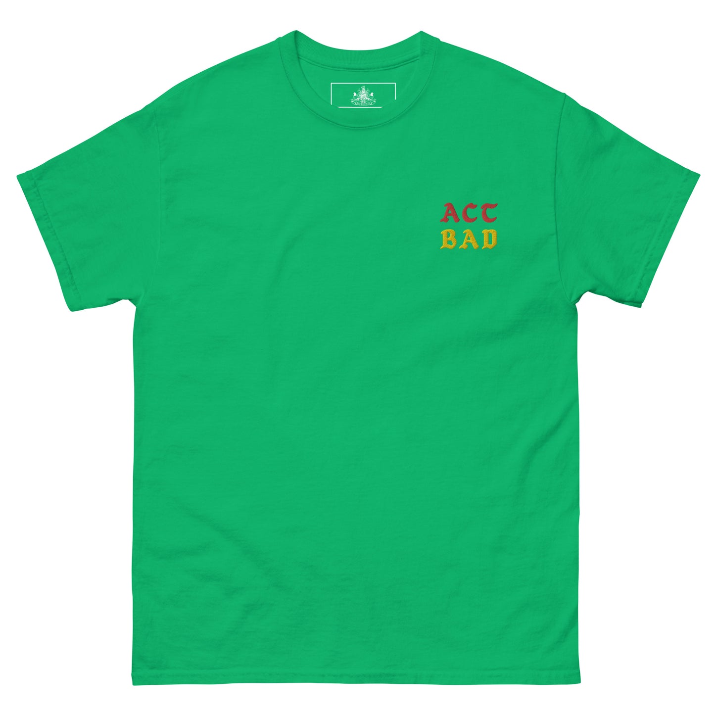 ACT BAD MENS CLASSIC TEE (RED/GOLD STITCH)