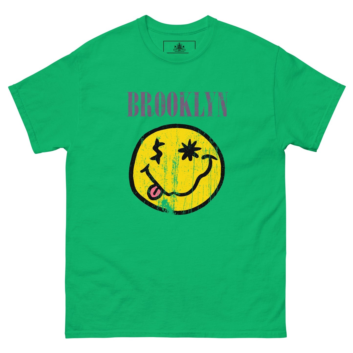 BK ROX - DISTRESSED BROOKLYN "SMILEY" FACE MENS CLASSIC TEE