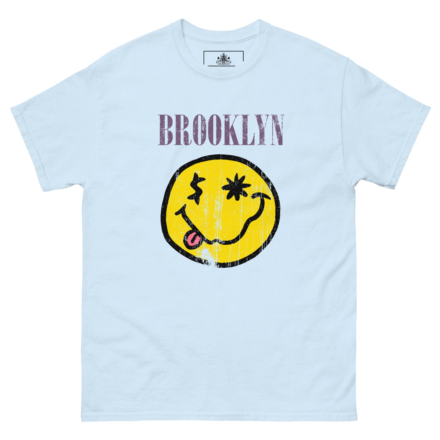 BK ROX - DISTRESSED BROOKLYN "SMILEY" FACE MENS CLASSIC TEE