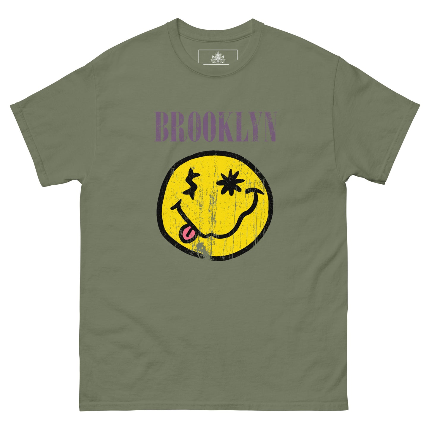 BK ROX - DISTRESSED BROOKLYN "SMILEY" FACE MENS CLASSIC TEE