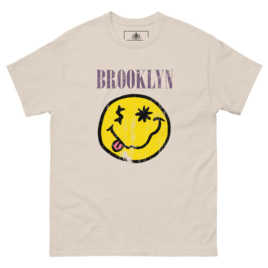 BK ROX - DISTRESSED BROOKLYN "SMILEY" FACE MENS CLASSIC TEE