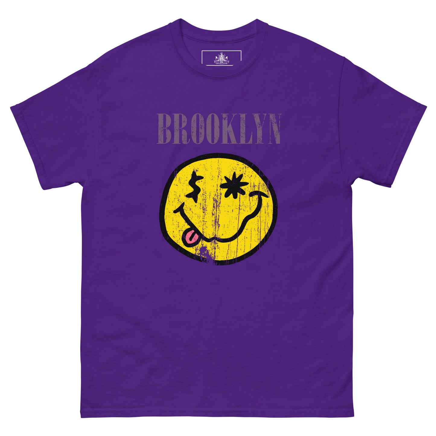 BK ROX - DISTRESSED BROOKLYN "SMILEY" FACE MENS CLASSIC TEE