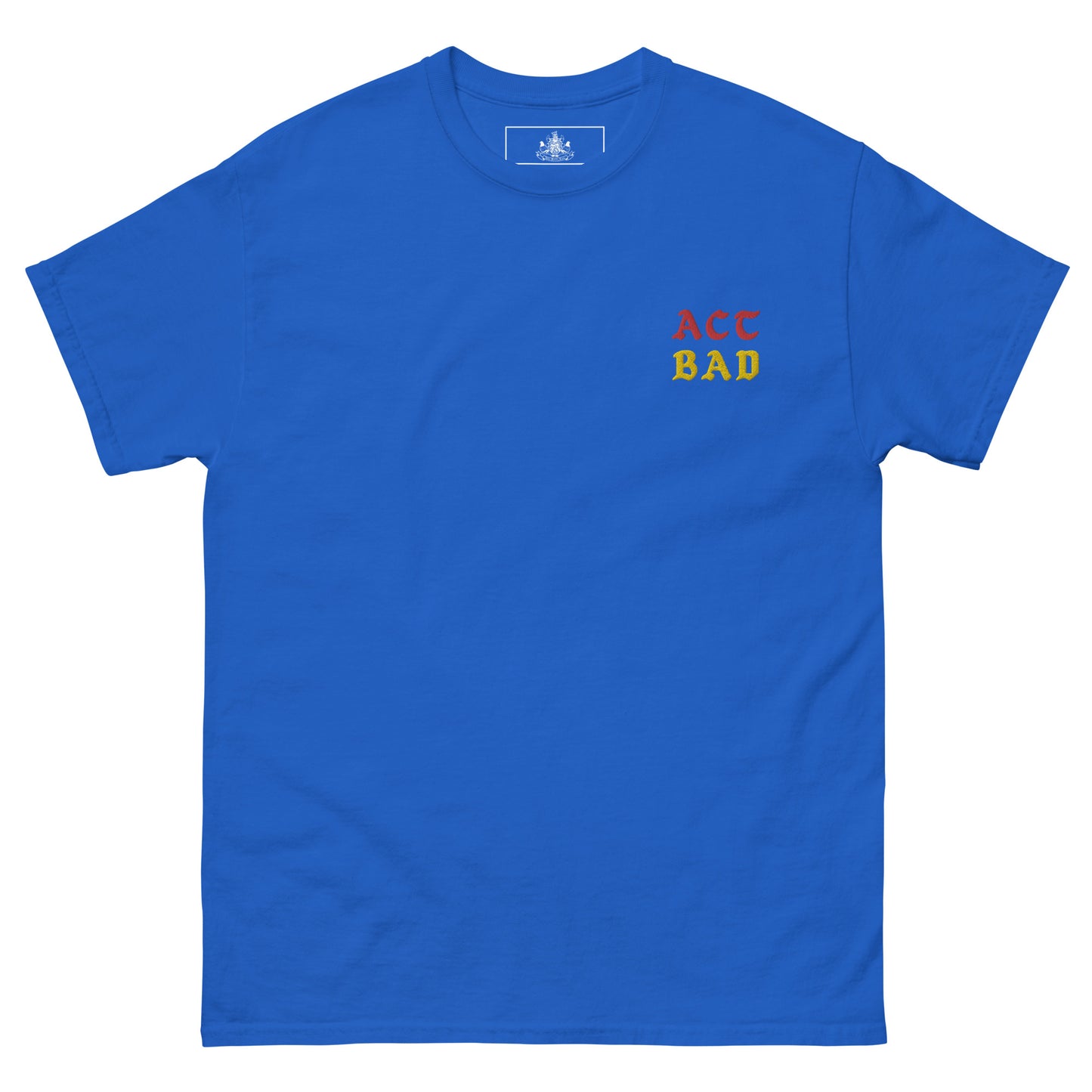 ACT BAD MENS CLASSIC TEE (RED/GOLD STITCH)