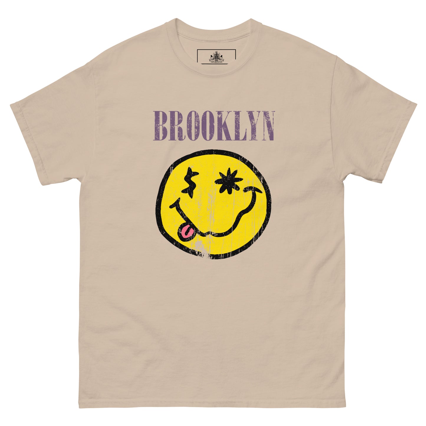 BK ROX - DISTRESSED BROOKLYN "SMILEY" FACE MENS CLASSIC TEE