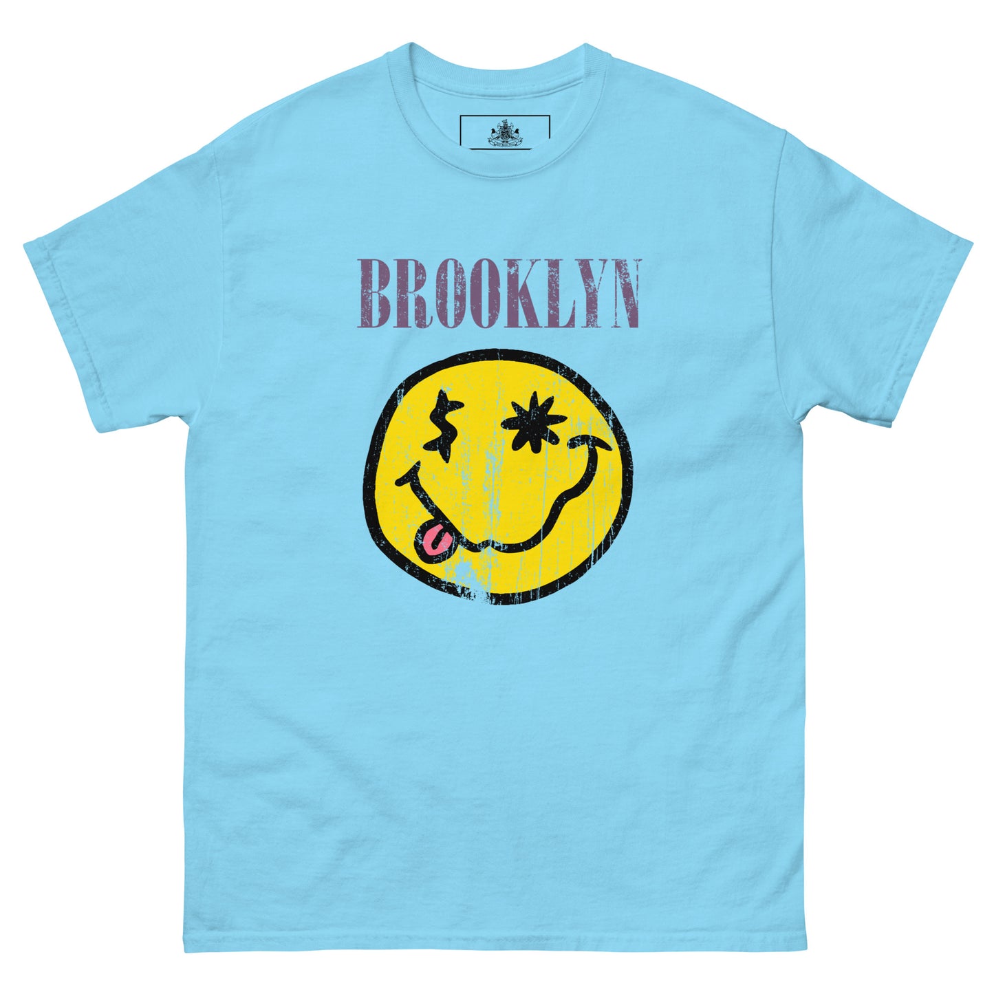 BK ROX - DISTRESSED BROOKLYN "SMILEY" FACE MENS CLASSIC TEE