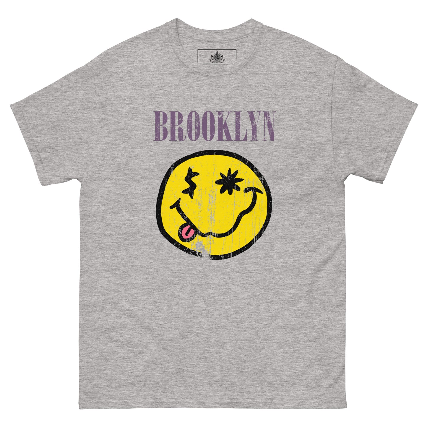 BK ROX - DISTRESSED BROOKLYN "SMILEY" FACE MENS CLASSIC TEE