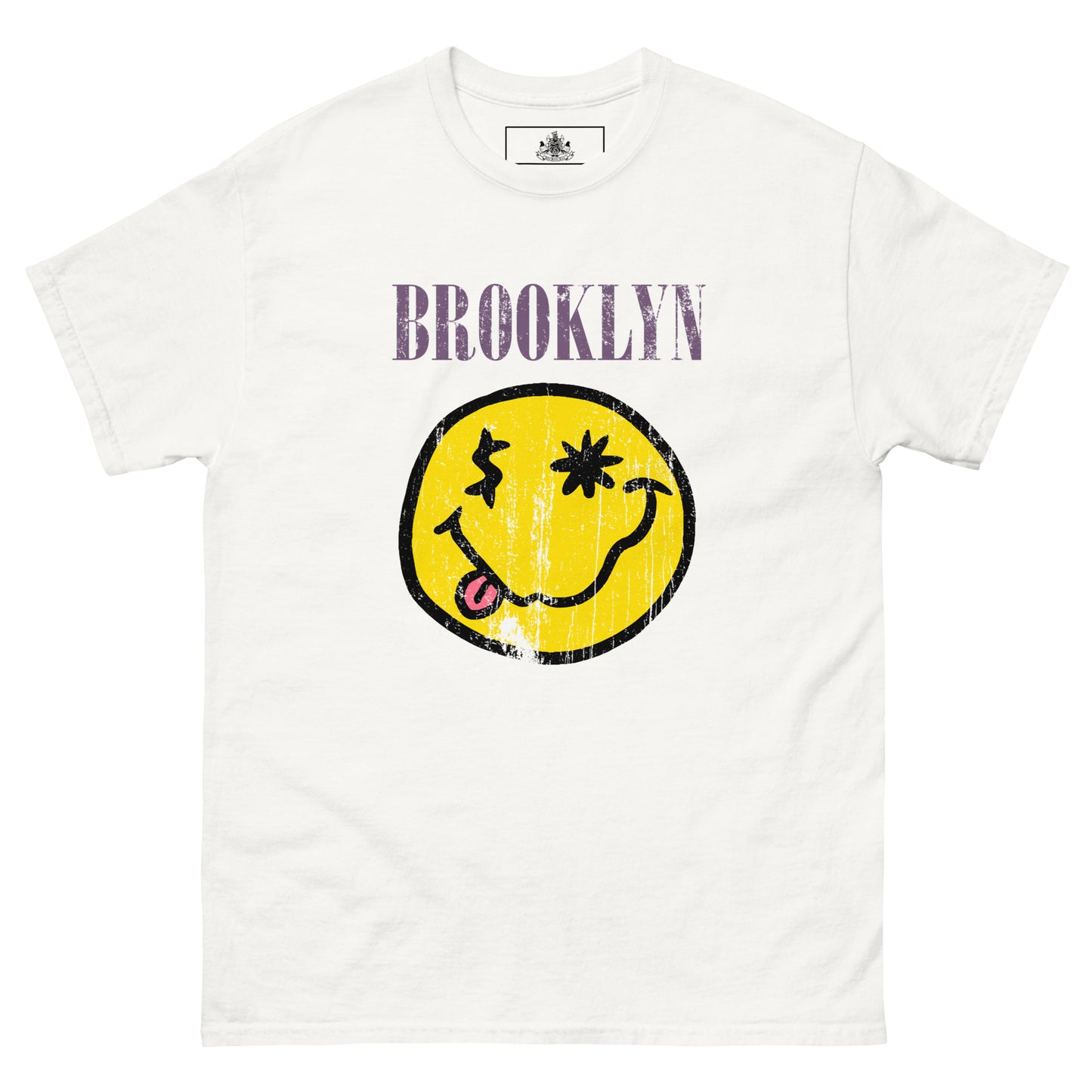 BK ROX - DISTRESSED BROOKLYN "SMILEY" FACE MENS CLASSIC TEE