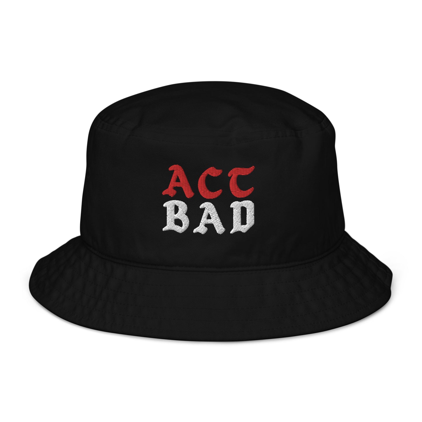 ACT BAD ORGANIC BUCKET HAT (RED/WHITE STITCH)