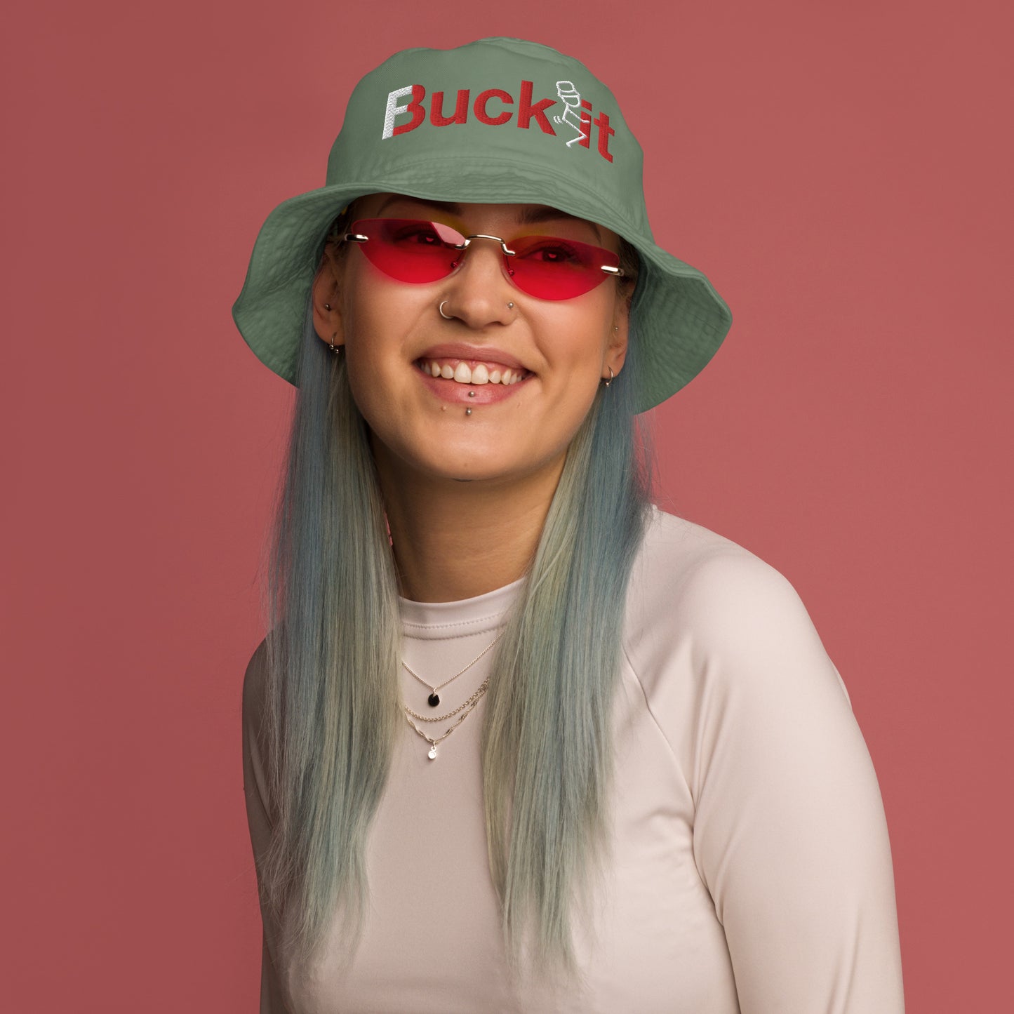 THE FUCK IT..."BUCKIT" ORGANIC BUCKET HAT(RED & WHITE)