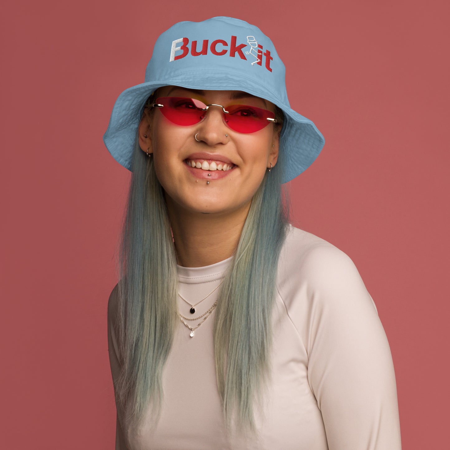 THE FUCK IT..."BUCKIT" ORGANIC BUCKET HAT(RED & WHITE)