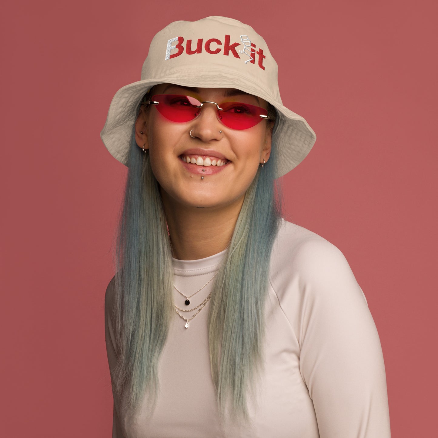 THE FUCK IT..."BUCKIT" ORGANIC BUCKET HAT(RED & WHITE)