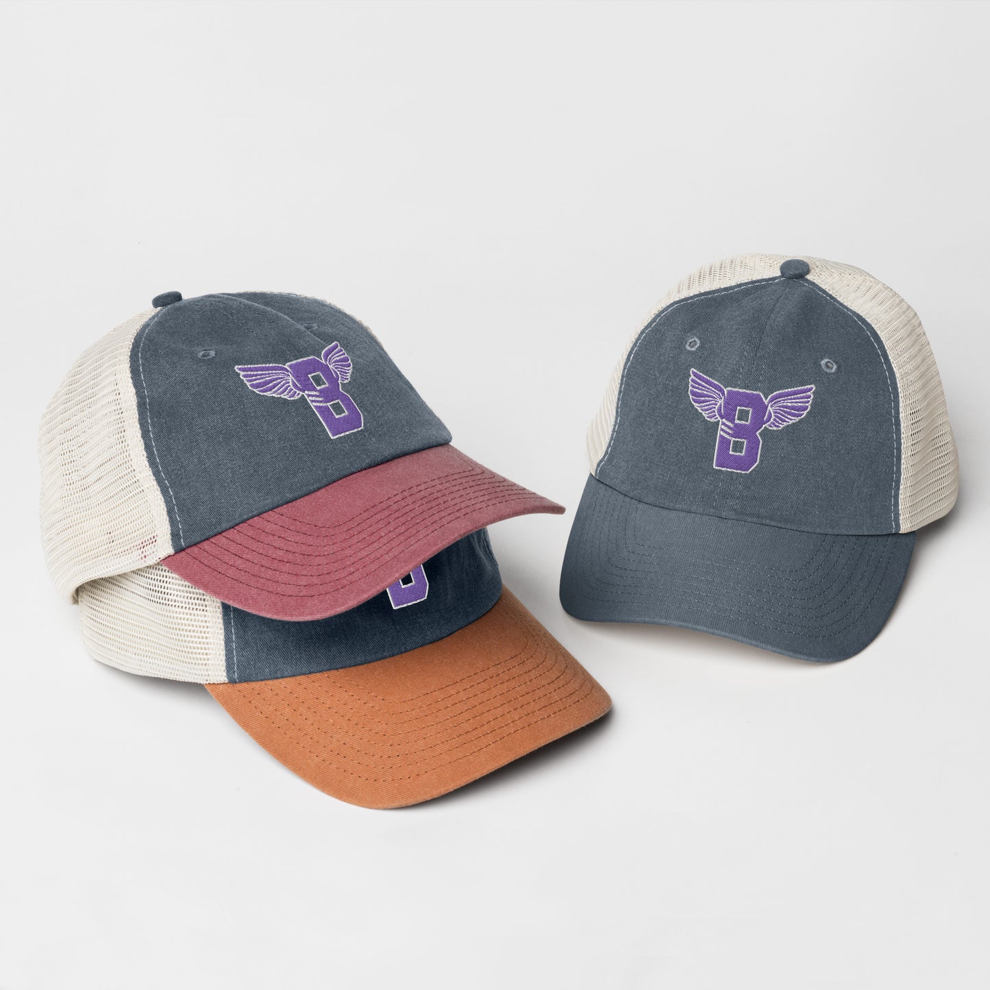 "B" IS FOR BROOKLYN - B-WING MESH DAD HAT (PURPLE STITCH)