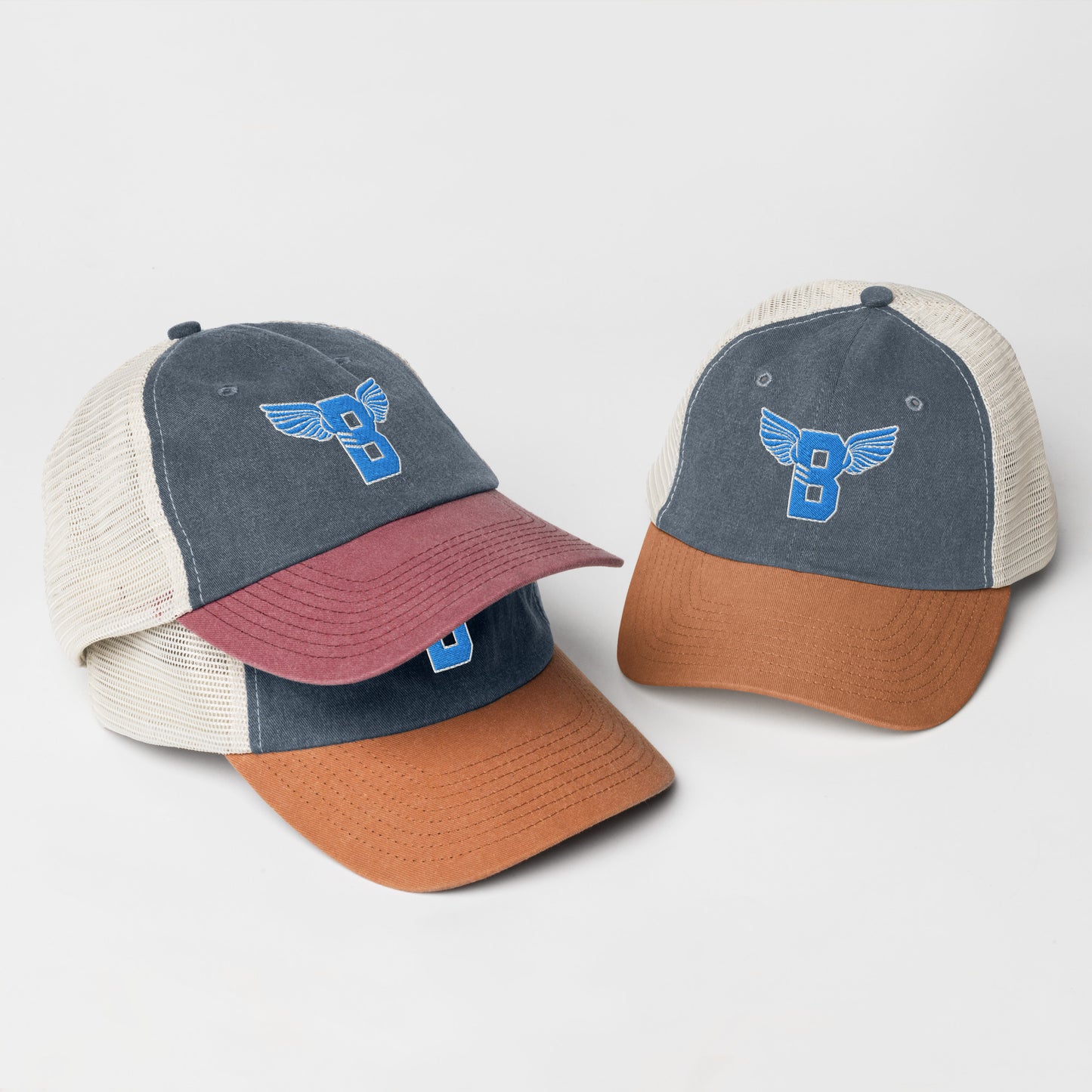 "B" IS FOR BROOKLYN - B-WING MESH DAD HAT (VIVID BLUE STITCH)